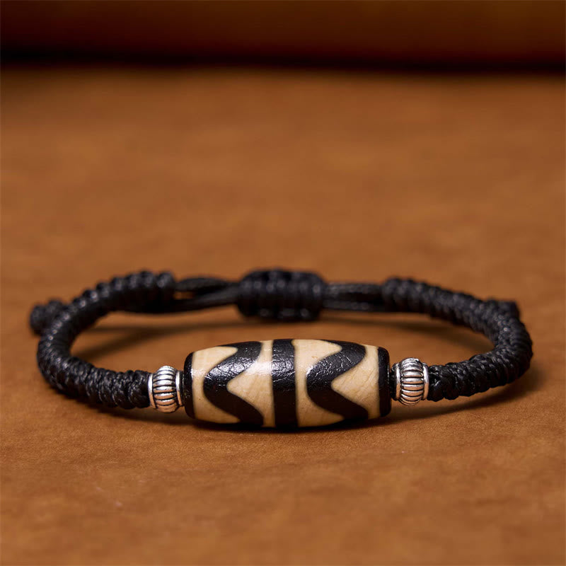 Buddha Stonesチベット九眼珠三目珠富貴護ロープブレスレット