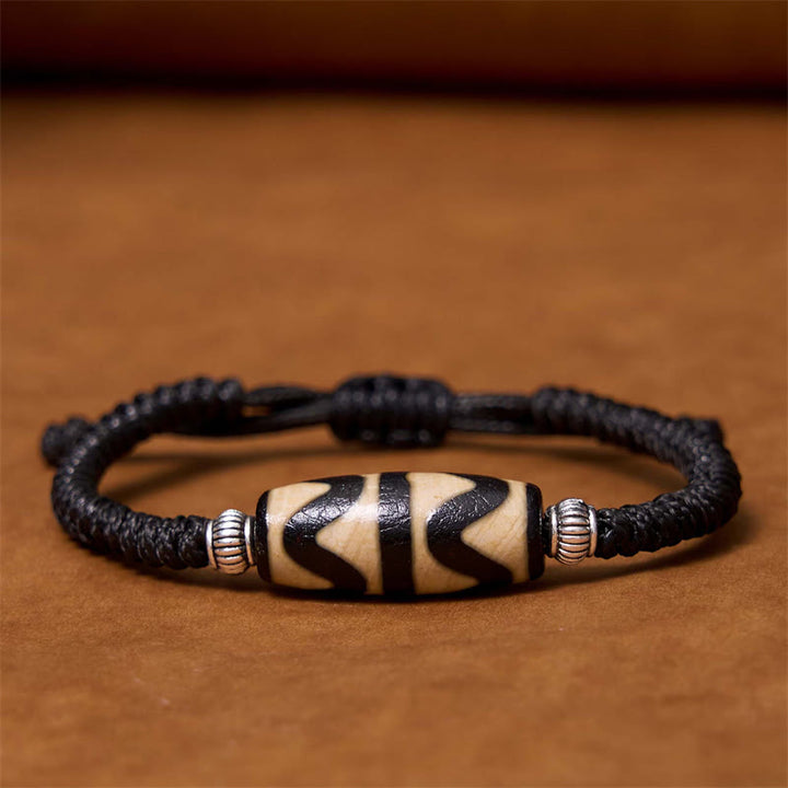 Buddha Stonesチベット九眼珠三目珠富貴護ロープブレスレット