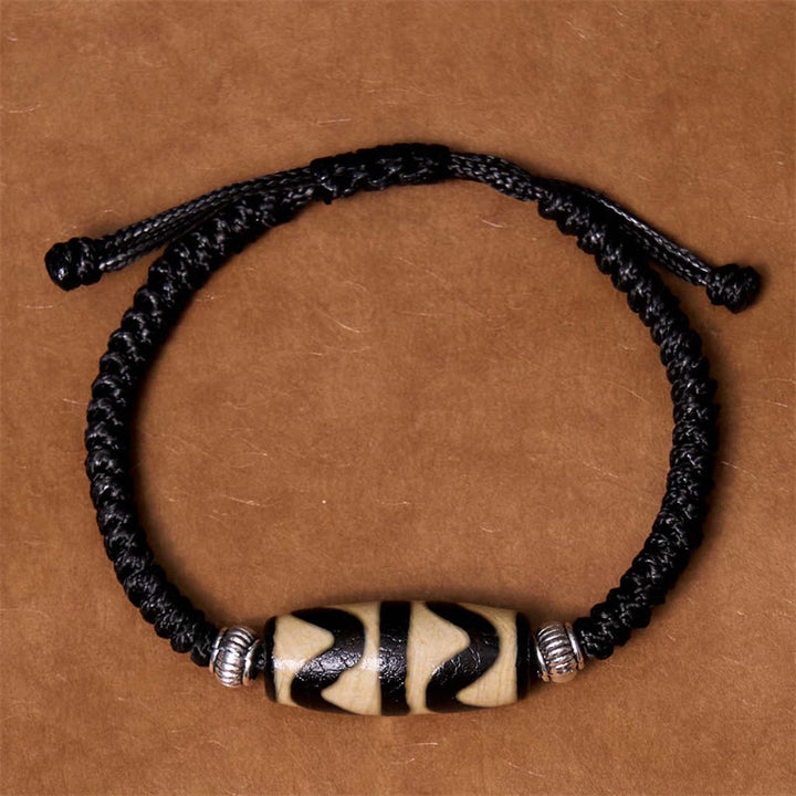 Buddha Stonesチベット九眼珠三目珠富貴護ロープブレスレット