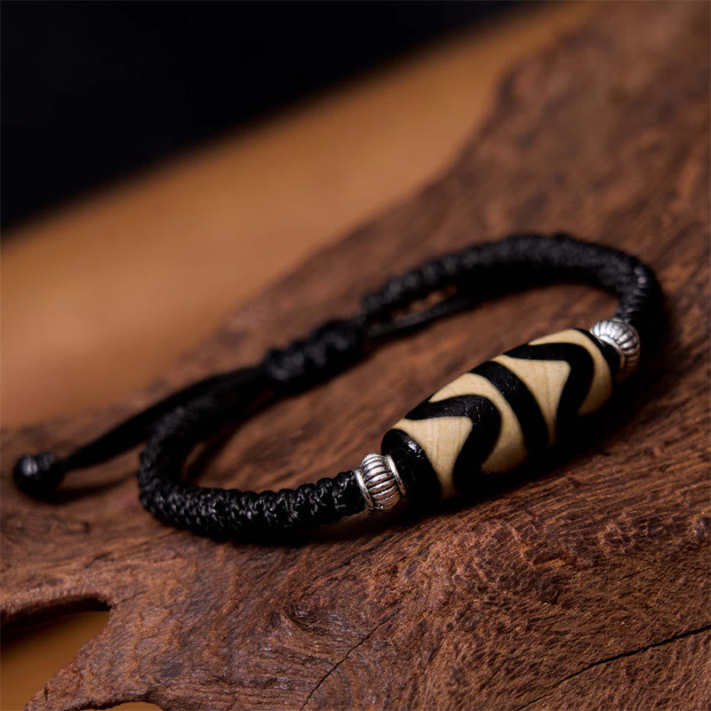 Buddha Stonesチベット九眼珠三目珠富貴護ロープブレスレット