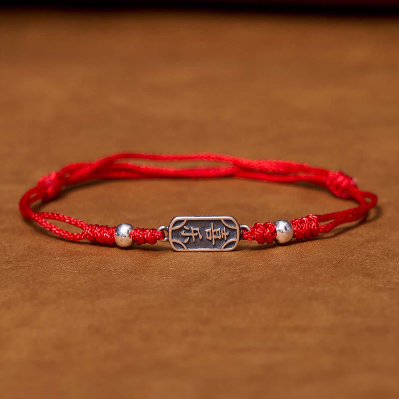 Buddha Stonesハンドメイド 925 スターリングシルバー 平和と喜び 安全と幸福の守り 編み込みブレスレット
