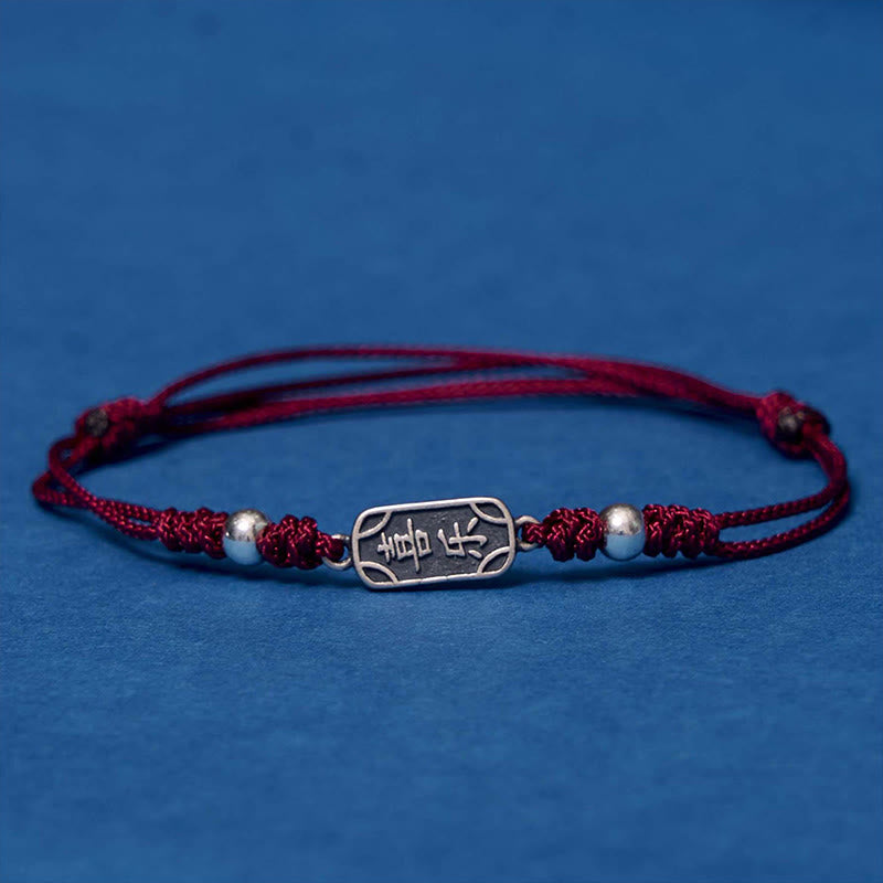 Buddha Stonesハンドメイド 925 スターリングシルバー 平和と喜び 安全と幸福の守り 編み込みブレスレット