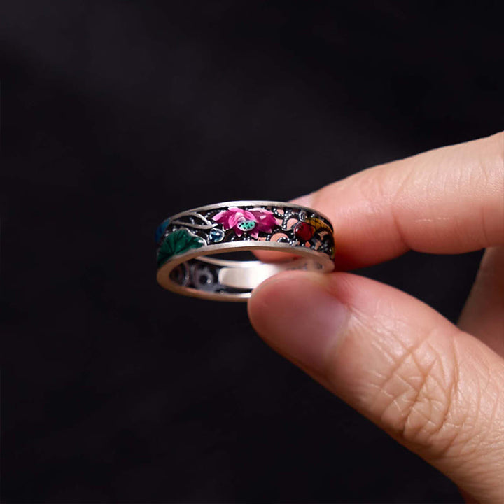 Buddha Stones925スターリングシルバー鯉蓮幸運万事好運リング - image 4