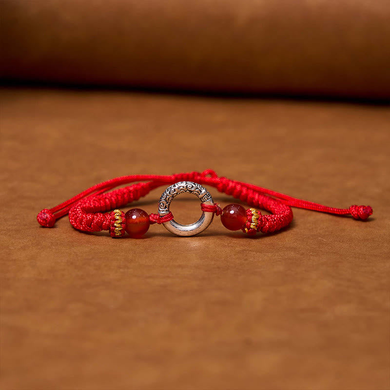 Buddha Stones 925スターリングシルバー×メッキ銅 ピースバックル留め具 保護編み紐 ブレスレット パワーストーン ブレスレット