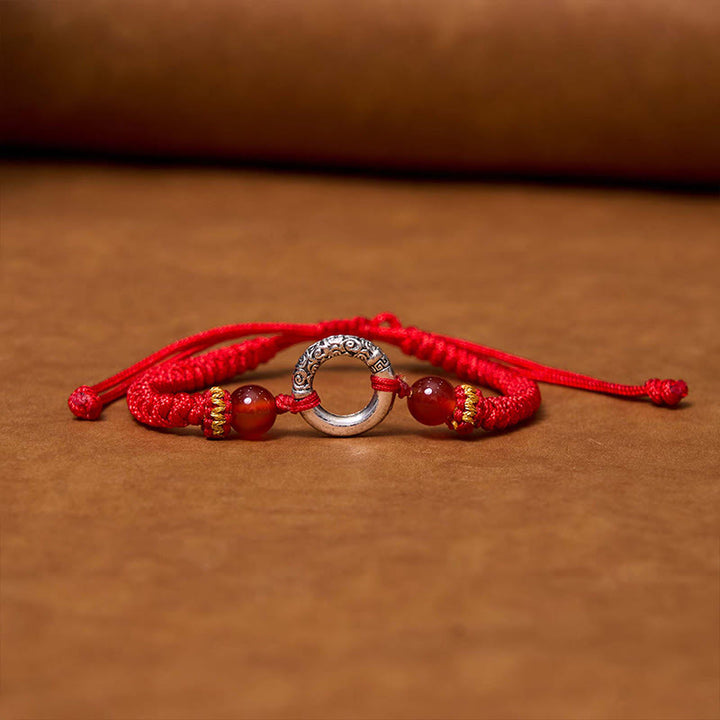 Buddha Stones 925スターリングシルバー×メッキ銅 ピースバックル留め具 保護編み紐 ブレスレット パワーストーン ブレスレット