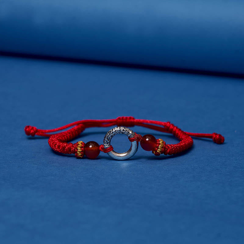 Buddha Stones 925スターリングシルバー×メッキ銅 ピースバックル留め具 保護編み紐 ブレスレット パワーストーン ブレスレット