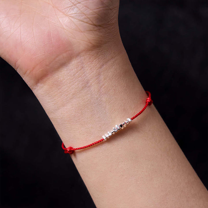 Buddha Stonesハンドメイド 925 スターリングシルバー 小片 保護編み 極薄ロープブレスレット