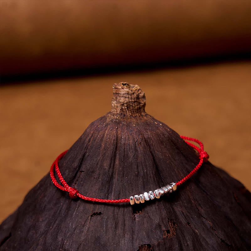 Buddha Stonesハンドメイド 925 スターリングシルバー 小片 保護編み 極薄ロープブレスレット