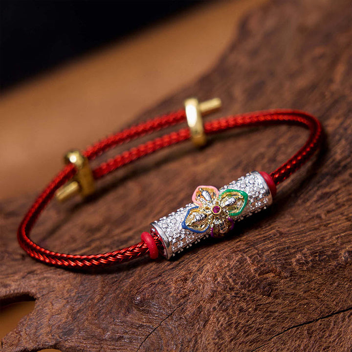 Buddha Stones銅製幸運の赤い糸のブレスレット