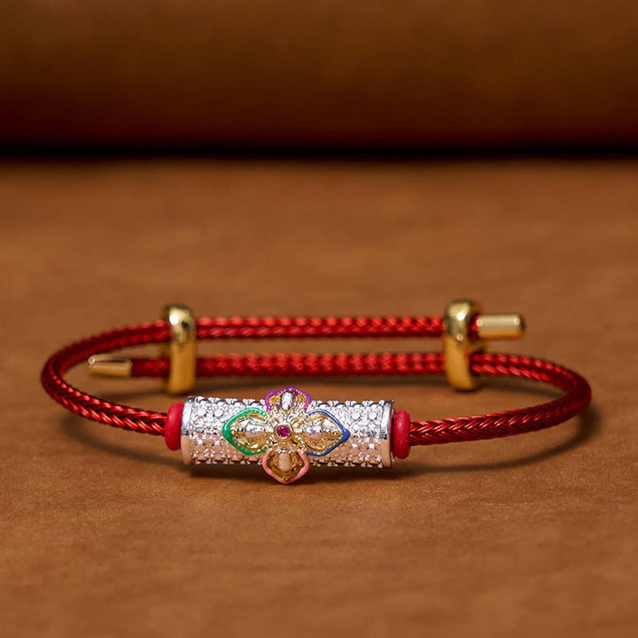 Buddha Stones銅製幸運の赤い糸のブレスレット
