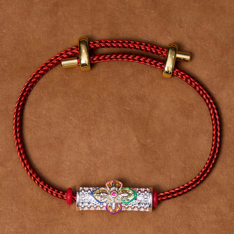 Buddha Stones銅製幸運の赤い糸のブレスレット
