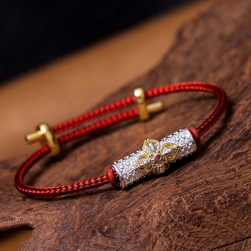 Buddha Stones銅製幸運の赤い糸のブレスレット