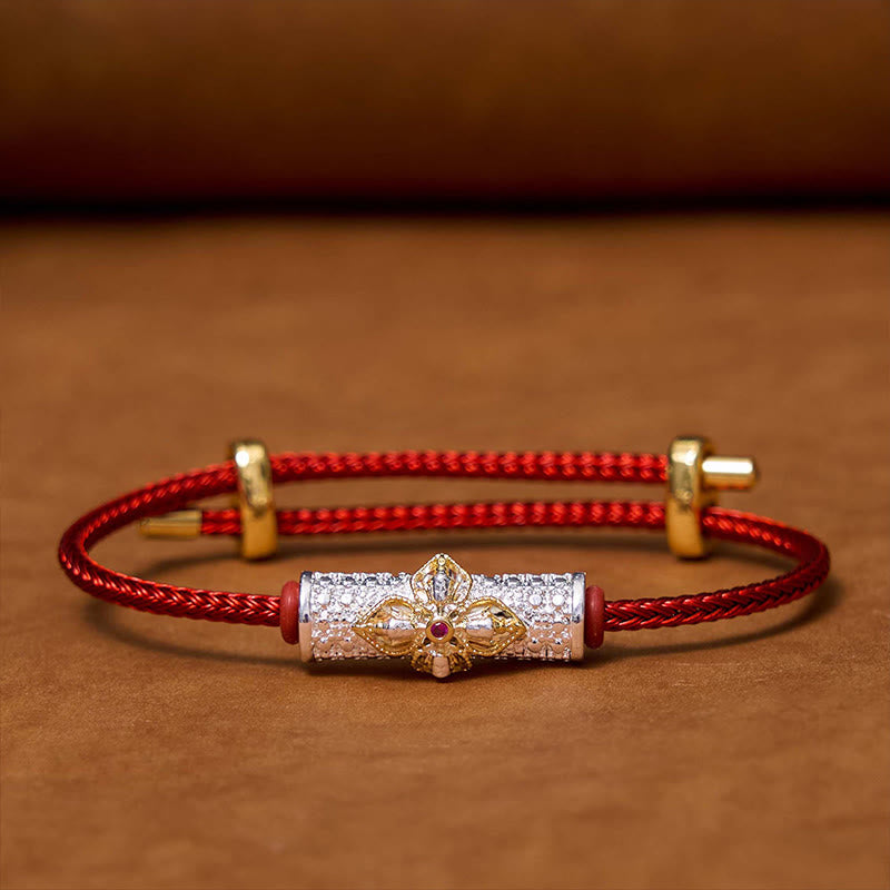 Buddha Stones銅製幸運の赤い糸のブレスレット