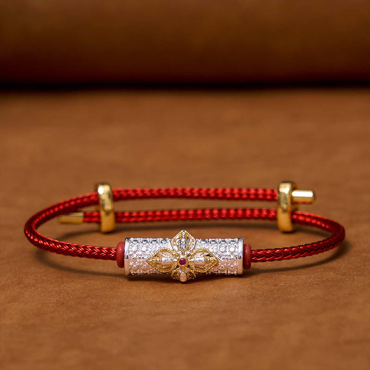 Buddha Stones銅製幸運の赤い糸のブレスレット