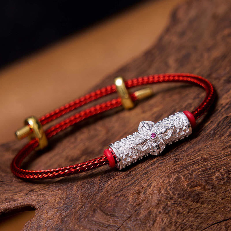 Buddha Stones銅製幸運の赤い糸のブレスレット