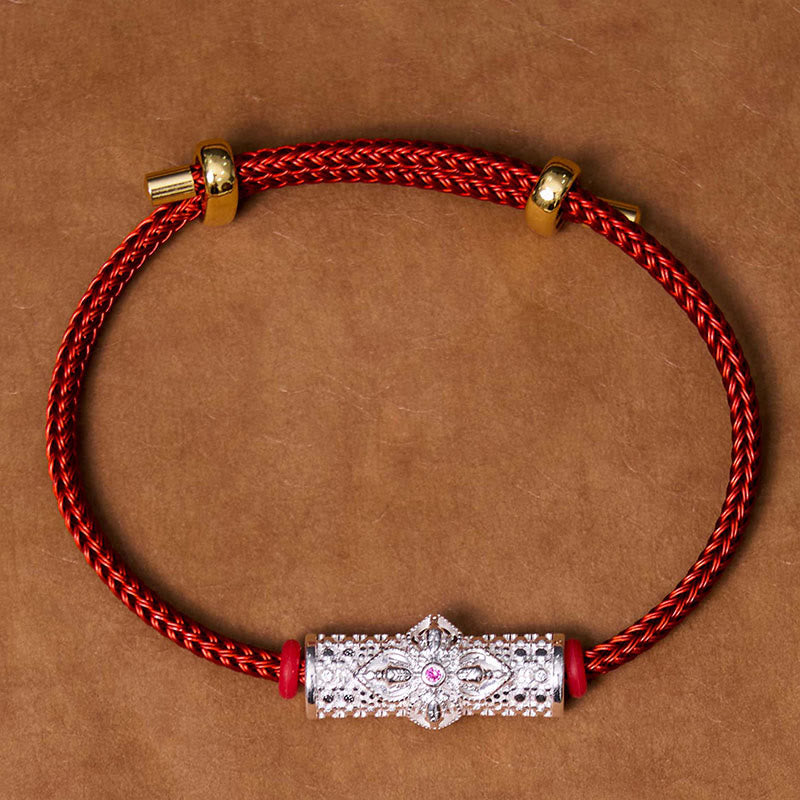 Buddha Stones銅製幸運の赤い糸のブレスレット