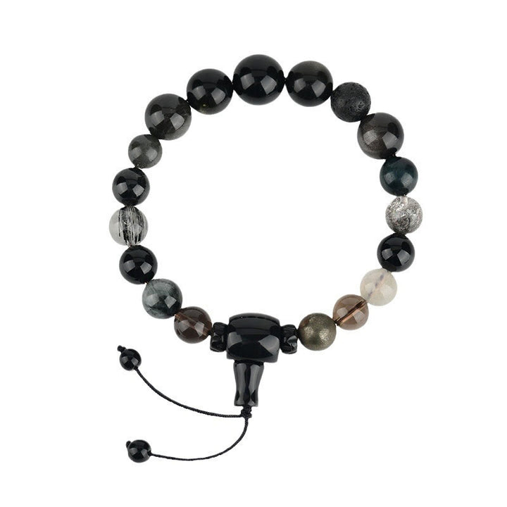 Buddha Stones 黒曜石 水晶 開運 金運 知恵 魔除け パワーストーン ブレスレット