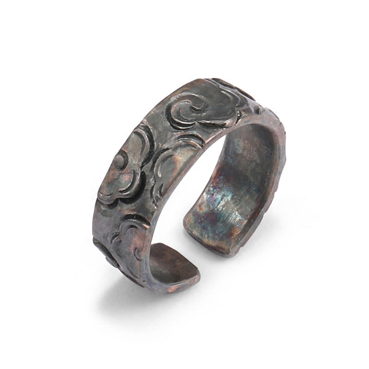 Buddha Stones999 スターリングシルバー 縁起の良い雲 調節可能な保護リング