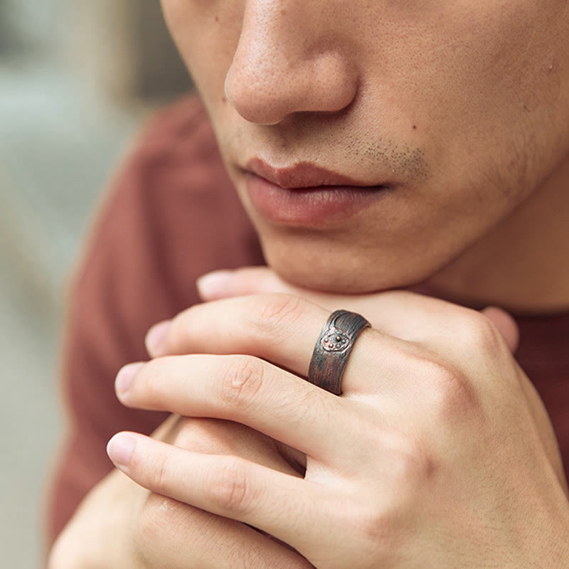 Buddha Stonesレトロ 999 スターリングシルバー 銅製 調節可能 プロテクションリング