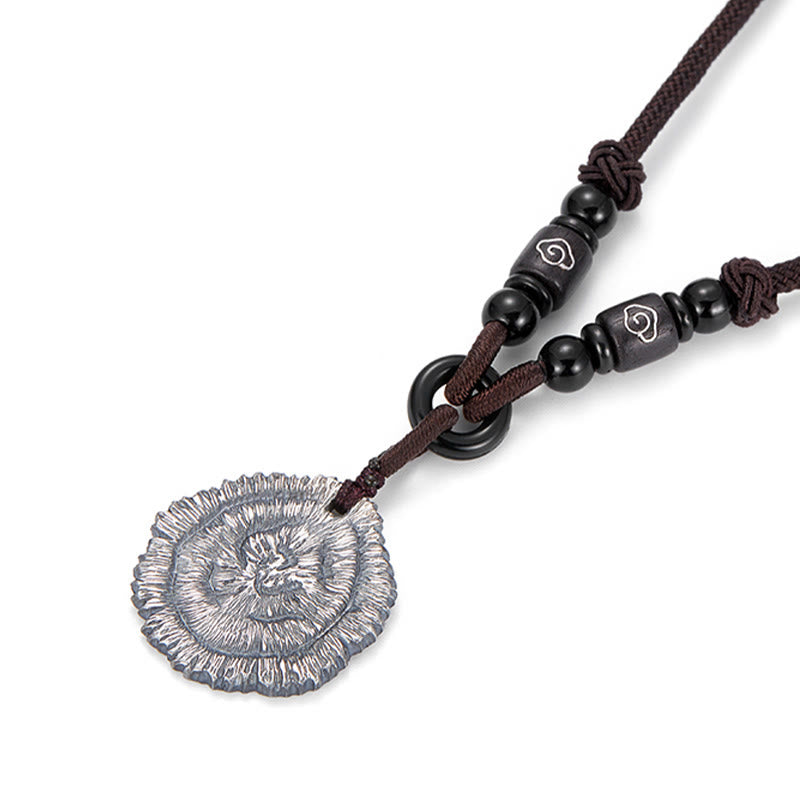 Buddha Stones999スターリングシルバー ソフォラフラベセンス コットンロープネックレスペンダント