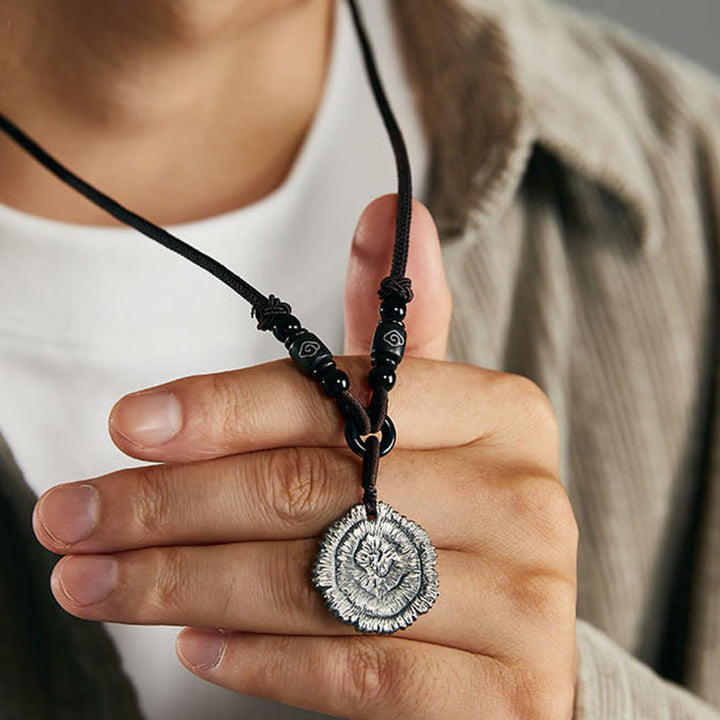 Buddha Stones999スターリングシルバー ソフォラフラベセンス コットンロープネックレスペンダント