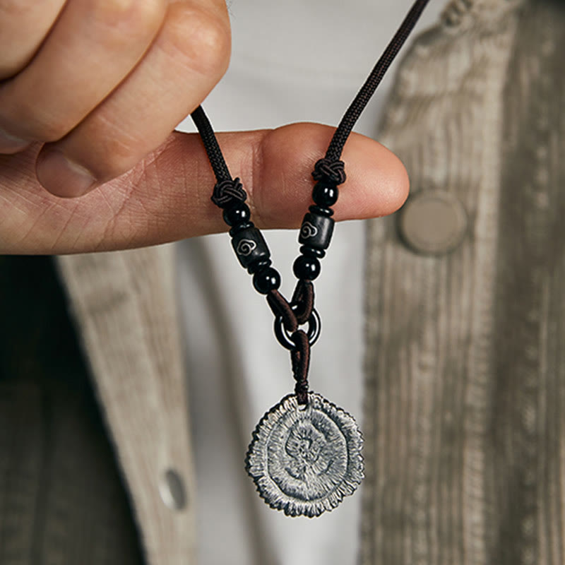 Buddha Stones999スターリングシルバー ソフォラフラベセンス コットンロープネックレスペンダント