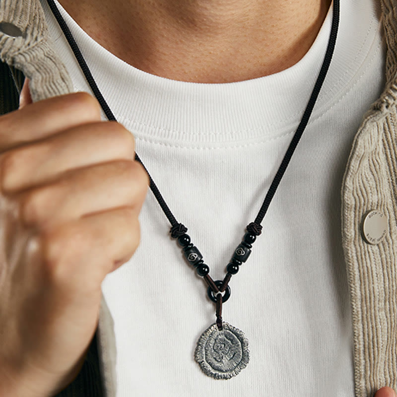Buddha Stones999スターリングシルバー ソフォラフラベセンス コットンロープネックレスペンダント