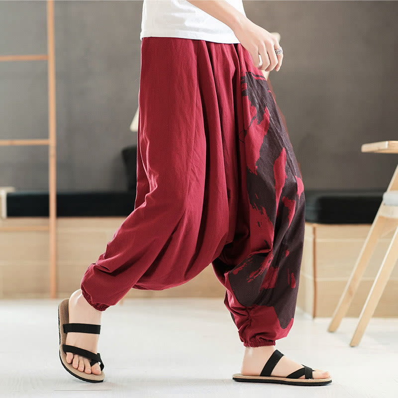 Buddha Stonesシンプル 夏 カリグラフィー コットン メンズ ハーレムパンツ ポケット付き - image 12