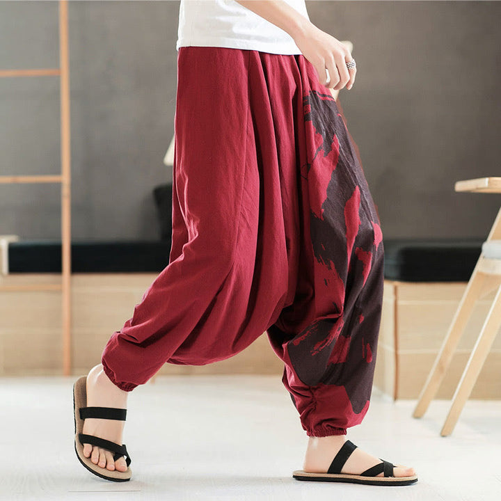 Buddha Stonesシンプル 夏 カリグラフィー コットン メンズ ハーレムパンツ ポケット付き - image 12