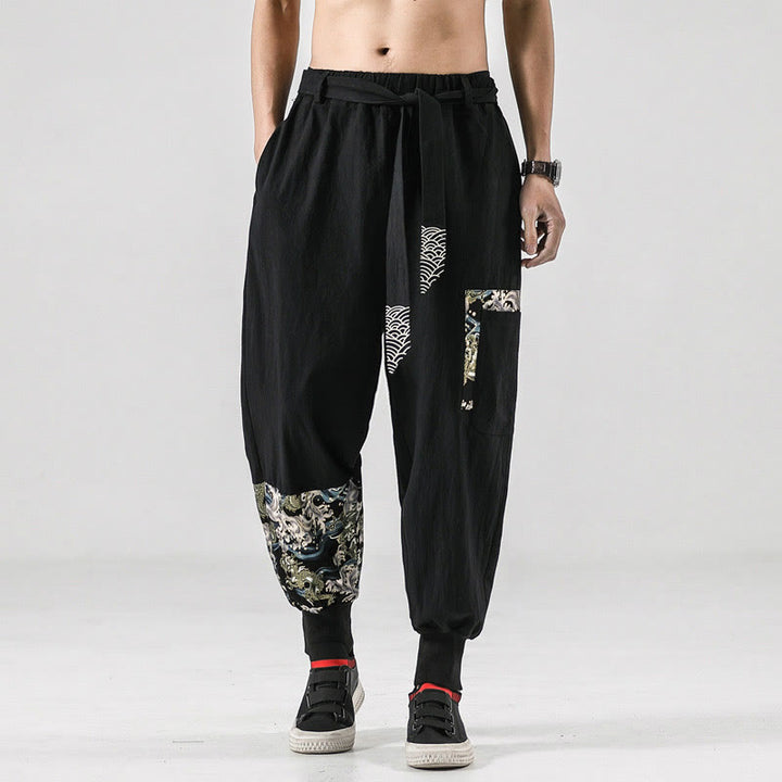 Buddha Stonesオーシャンウェーブ レースアップ コットン メンズ ハーレムパンツ ポケット付き - image 9