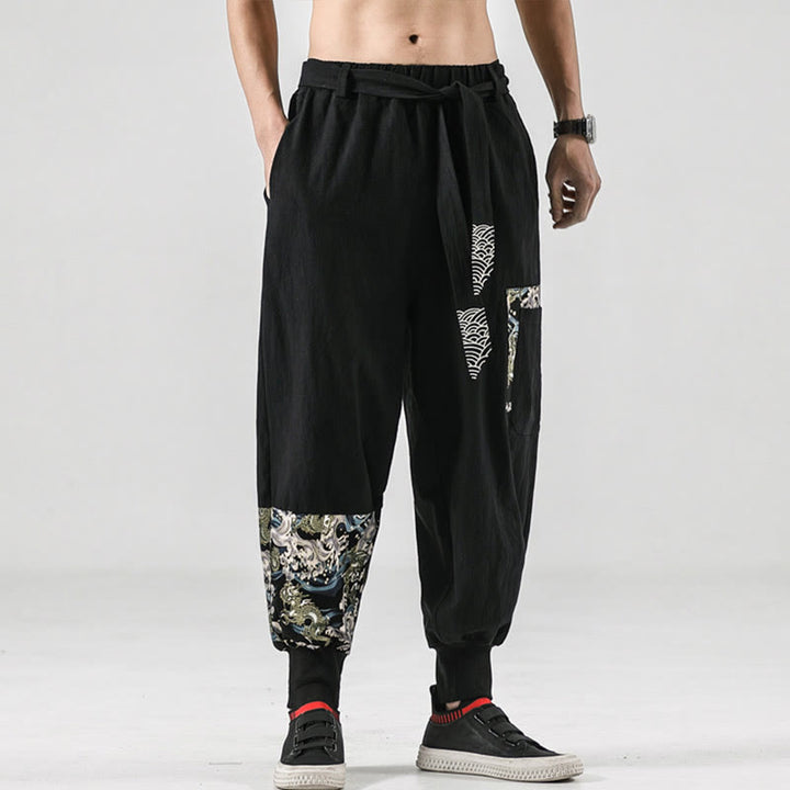 Buddha Stonesオーシャンウェーブ レースアップ コットン メンズ ハーレムパンツ ポケット付き - image 8