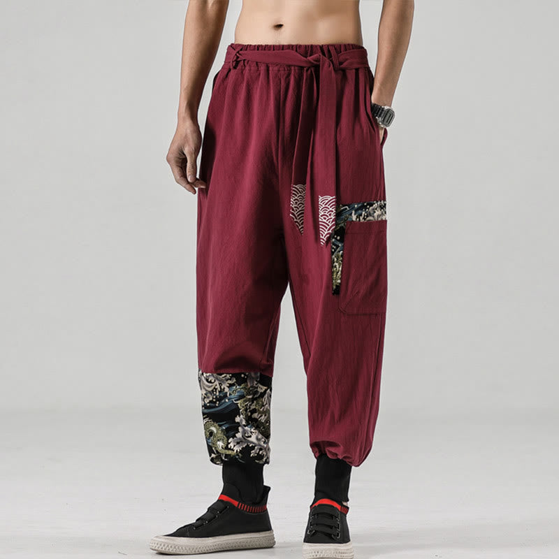 Buddha Stonesオーシャンウェーブ レースアップ コットン メンズ ハーレムパンツ ポケット付き - image 19