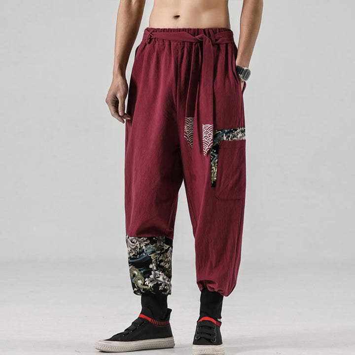 Buddha Stonesオーシャンウェーブ レースアップ コットン メンズ ハーレムパンツ ポケット付き - image 19