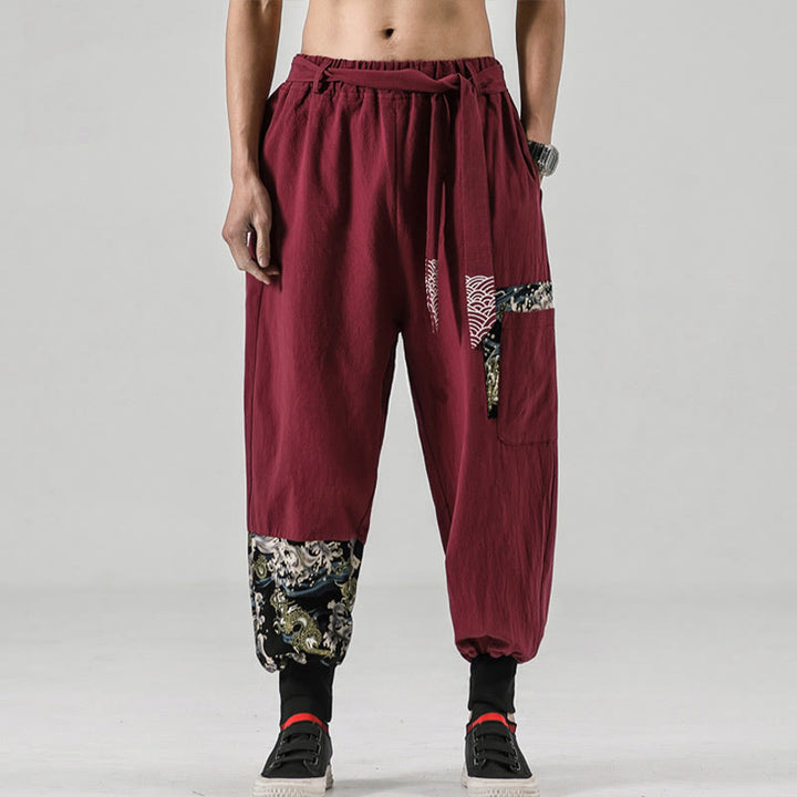 Buddha Stonesオーシャンウェーブ レースアップ コットン メンズ ハーレムパンツ ポケット付き - image 20