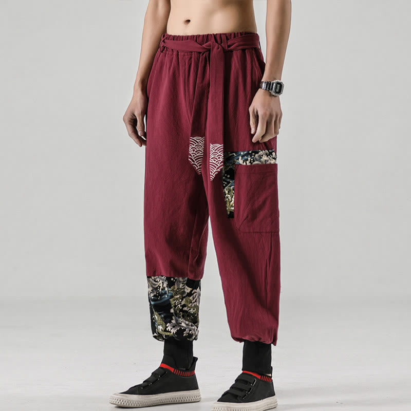 Buddha Stonesオーシャンウェーブ レースアップ コットン メンズ ハーレムパンツ ポケット付き - image 21