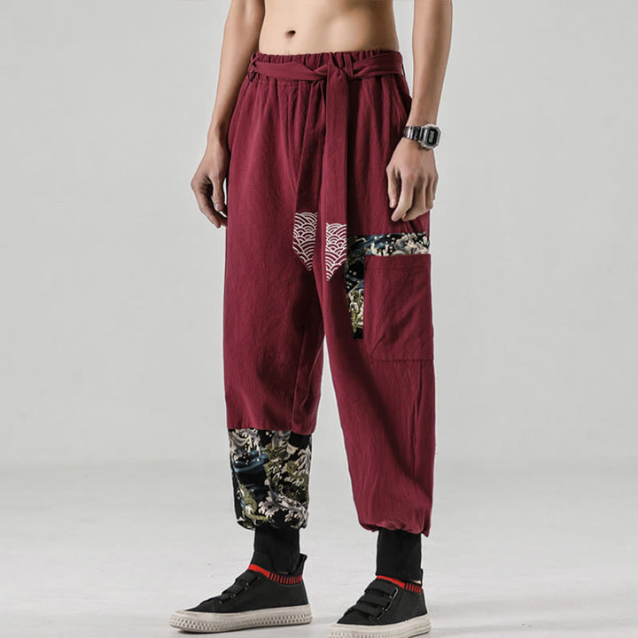 Buddha Stonesオーシャンウェーブ レースアップ コットン メンズ ハーレムパンツ ポケット付き - image 21