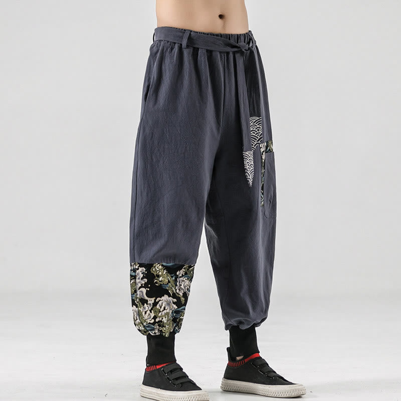 Buddha Stonesオーシャンウェーブ レースアップ コットン メンズ ハーレムパンツ ポケット付き - image 23