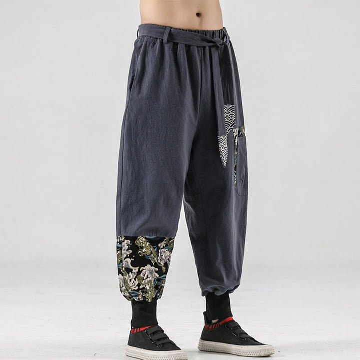 Buddha Stonesオーシャンウェーブ レースアップ コットン メンズ ハーレムパンツ ポケット付き - image 23