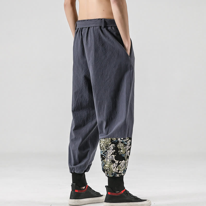 Buddha Stonesと海の波模様のレースアップメンズハーレムパンツ（ポケット付き） - image 23