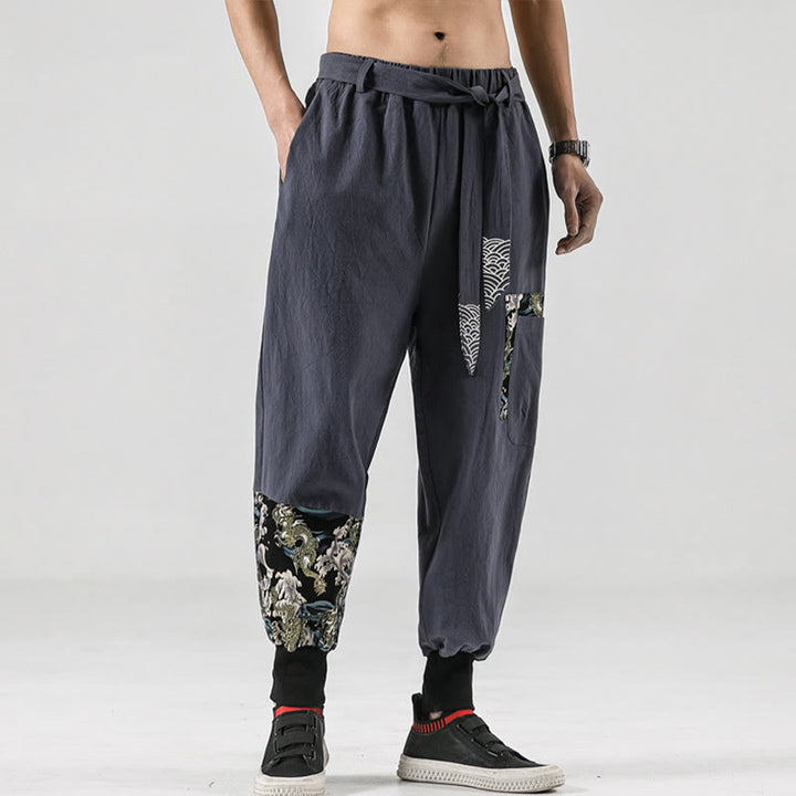 Buddha Stonesオーシャンウェーブ レースアップ コットン メンズ ハーレムパンツ ポケット付き - image 28