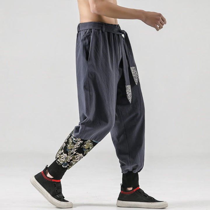 Buddha Stonesオーシャンウェーブ レースアップ コットン メンズ ハーレムパンツ ポケット付き - image 25