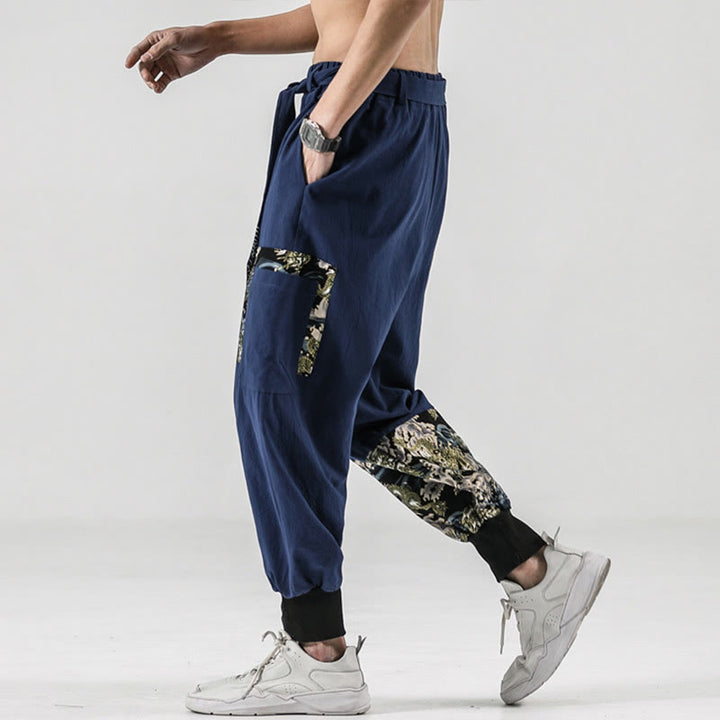 Buddha Stonesと海の波模様のレースアップメンズハーレムパンツ（ポケット付き） - image 33
