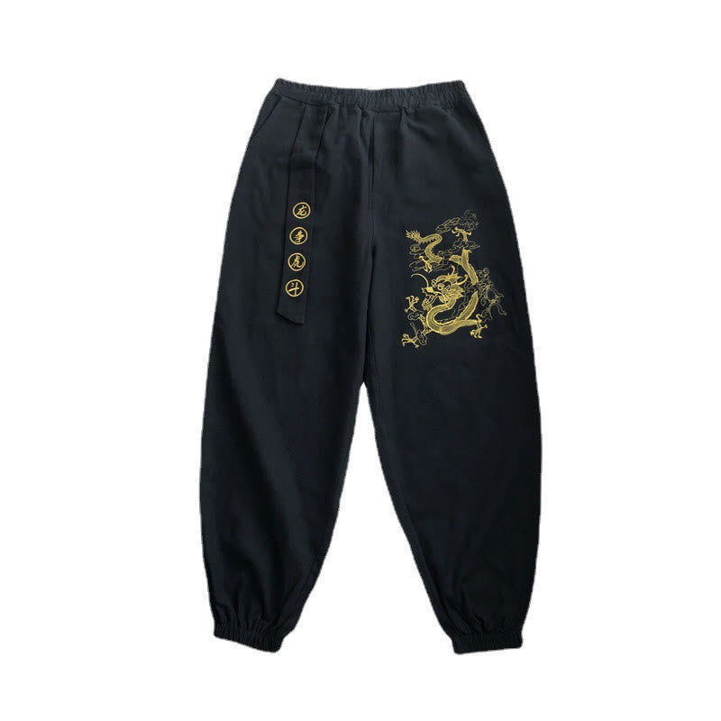 Buddha Stones、吉兆の雲、龍のコットンメンズパンツ（ポケット付き） - image 7