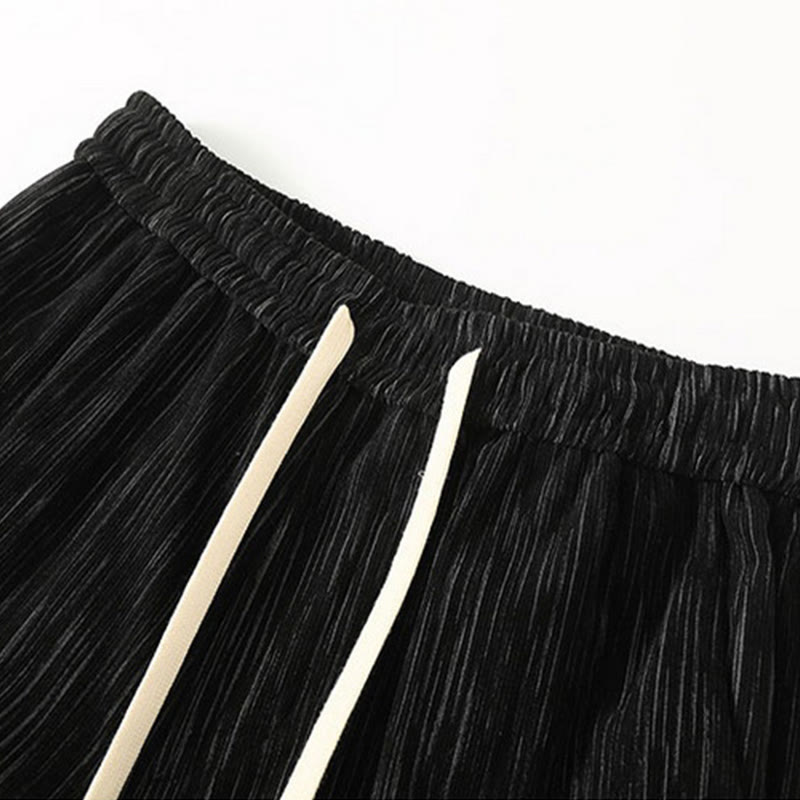 Buddha Stonesプラスサイズ 夏 無地デザイン ドローストリング メンズ ストレートレッグパンツ ポケット付き - image 5