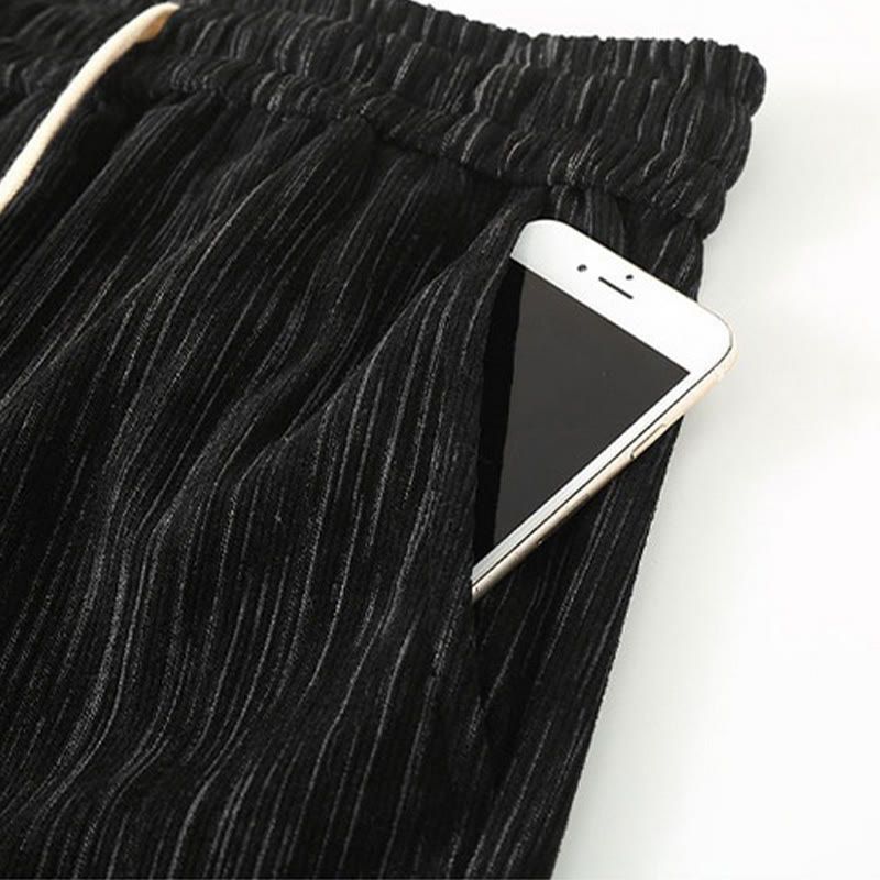 Buddha Stonesプラスサイズ 夏 無地デザイン ドローストリング メンズ ストレートレッグパンツ ポケット付き - image 6