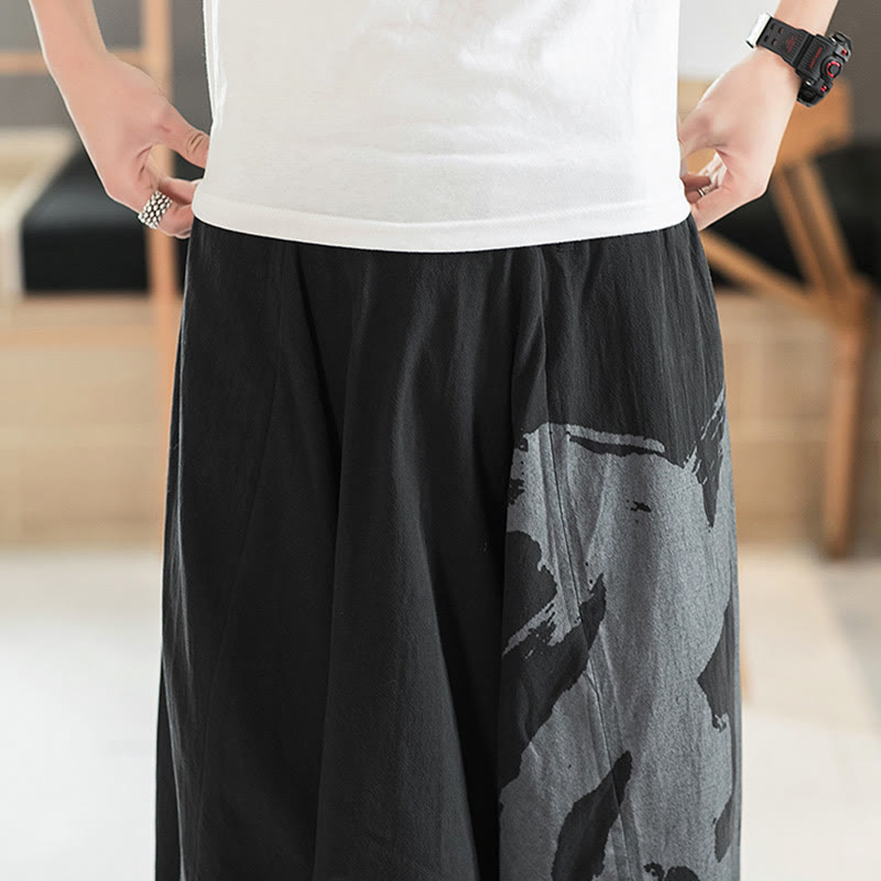 Buddha Stonesシンプル 夏 カリグラフィー コットン メンズ ハーレムパンツ ポケット付き - image 8