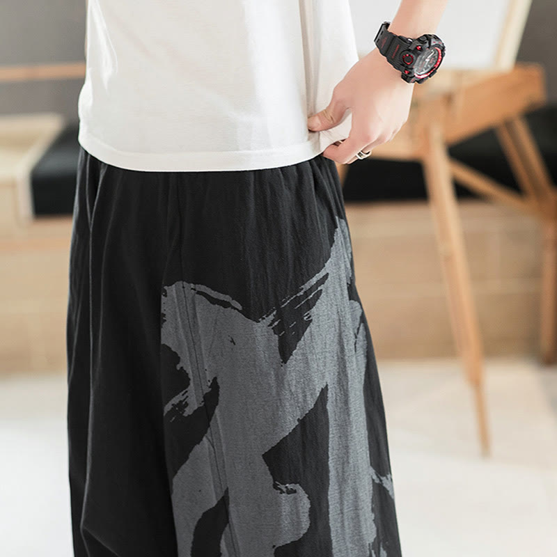 Buddha Stonesシンプル 夏 カリグラフィー コットン メンズ ハーレムパンツ ポケット付き - image 10