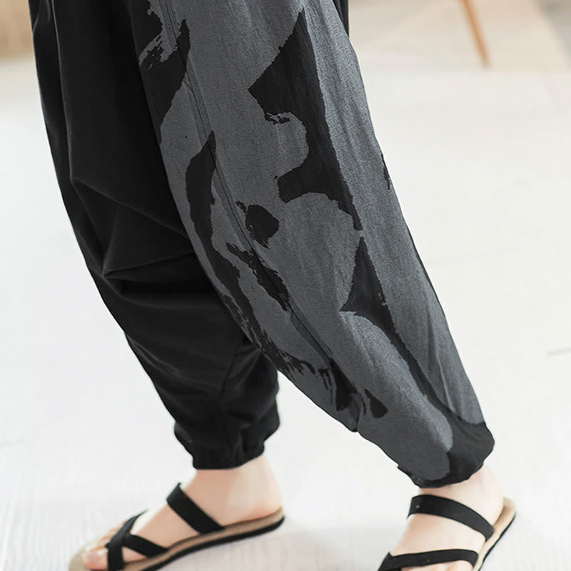 Buddha Stonesシンプル 夏 カリグラフィー コットン メンズ ハーレムパンツ ポケット付き - image 11