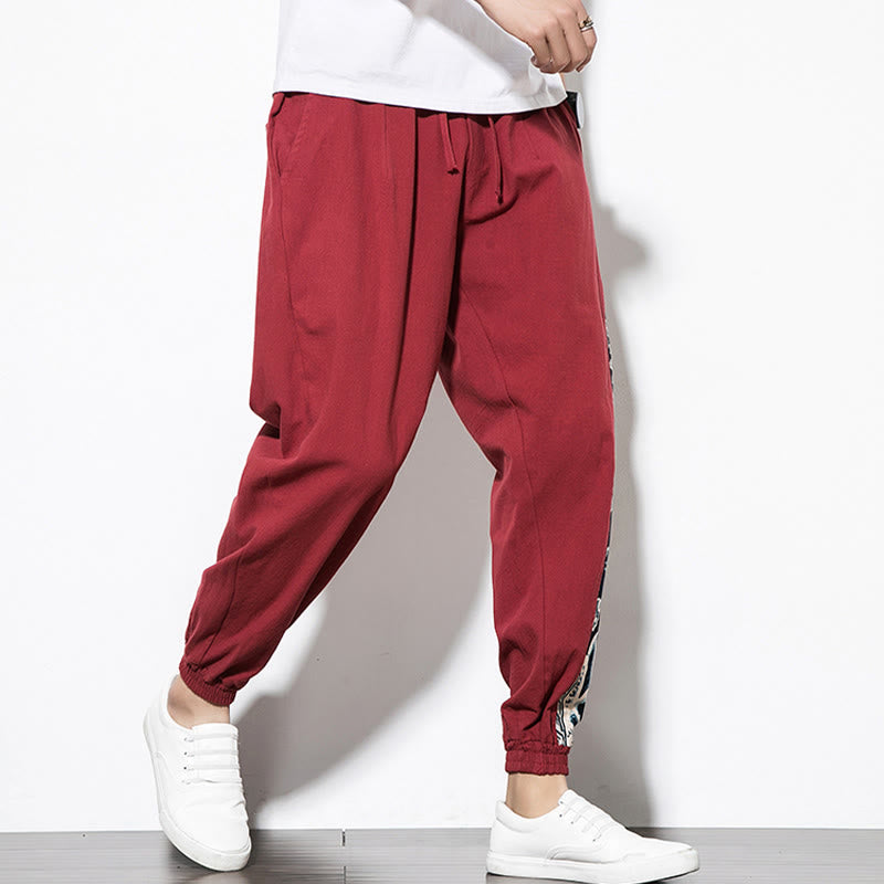 Buddha Stones夏 ドラゴンウェーブ コットン メンズ ポケット付きパンツ - image 25