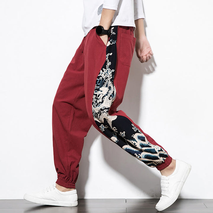 Buddha Stones夏 ドラゴンウェーブ コットン メンズ ポケット付きパンツ - image 26